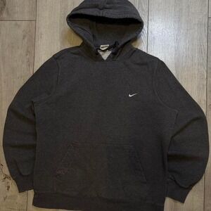 Nike Small Swoosh Sweatshirt Hoodie Mens Size Medium Gray Pullover‎ Streetwear